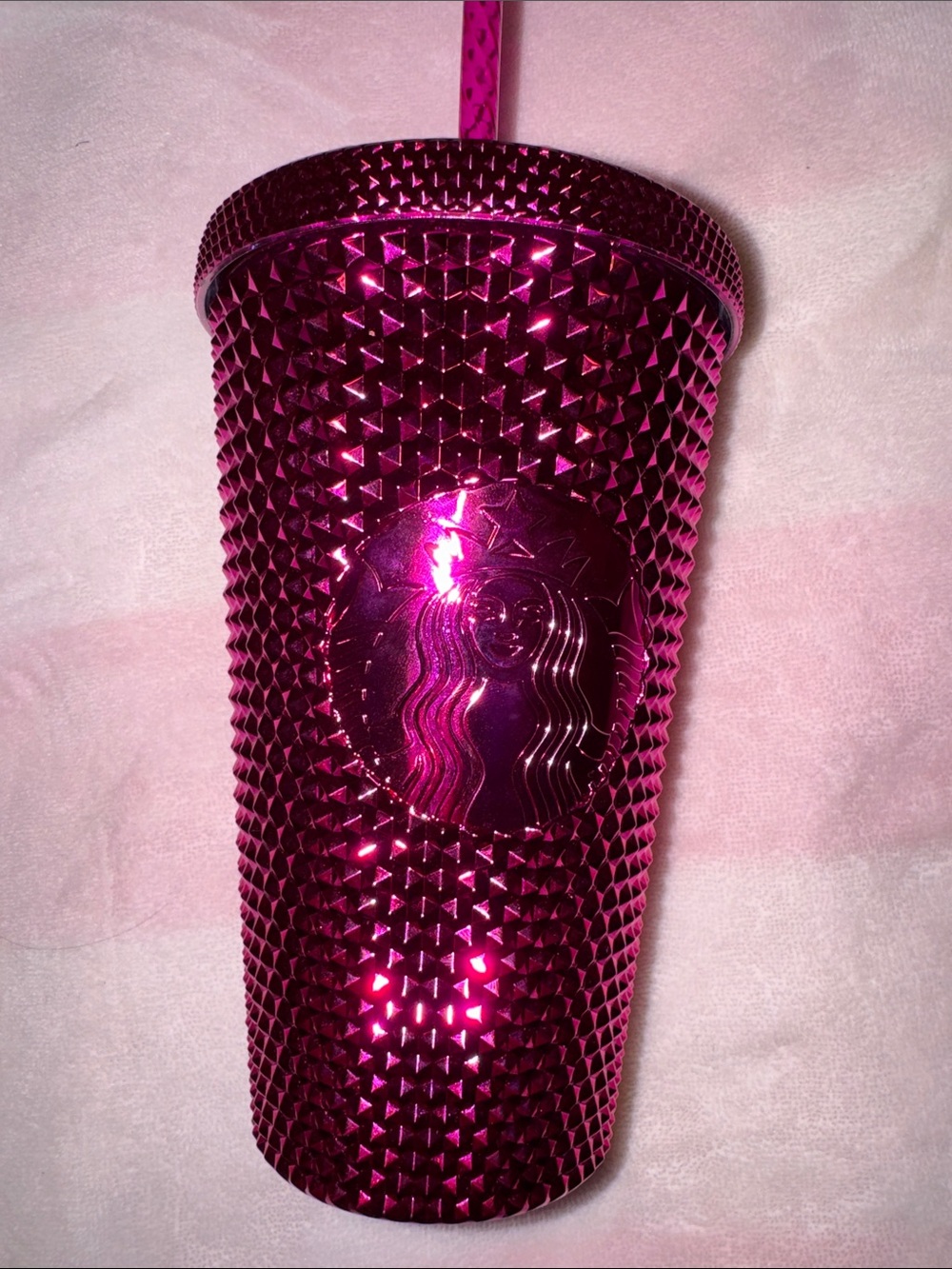 Starbucks Metallic Fuchsia Studded Tumbler with Straw